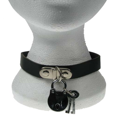 Bullet 69 Funky Punk - 1 row padlock Choker - Zwart/Zilverkleurig